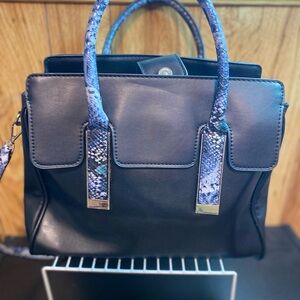 Elegant Black and Blue Handbag